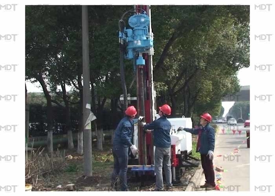 50 মিটার 55KN অ্যাঙ্কর ড্রিলিং রিগ রোটারি ড্রিলিং মেশিন ব্লু
